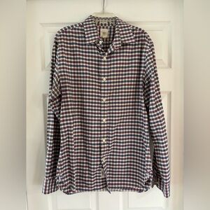 Dockers Men's Blue and Red Plaid Button Down Shirt